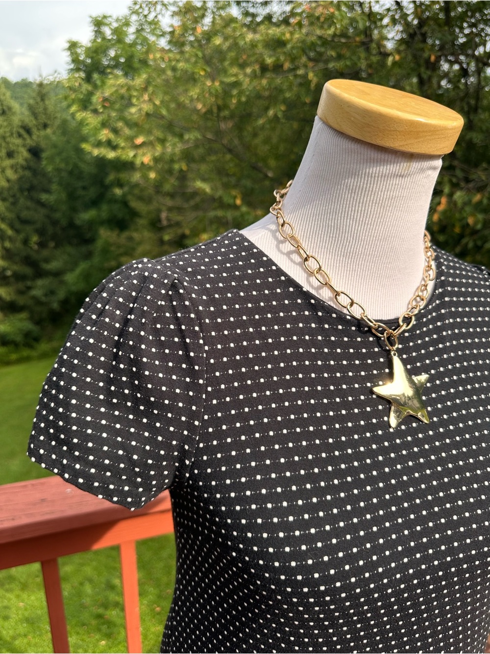 Maeve Anthropologie Black Polka Dot Mini Shift Dress - Picture 2 of 6